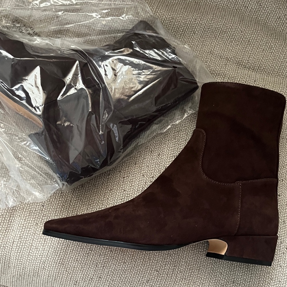Pointed Toe Brown Suede Ankle Boots
